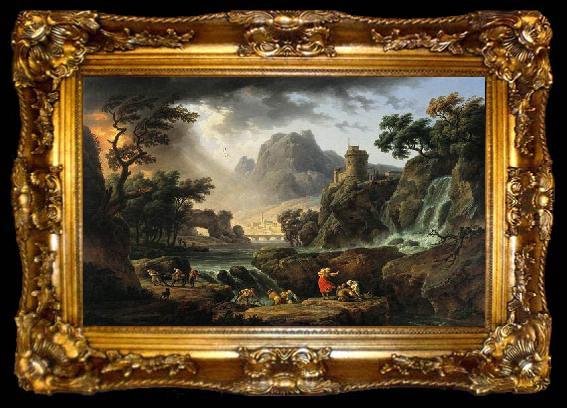 framed  Claude-joseph Vernet Mountain Landscape with Approaching Storm, ta009-2